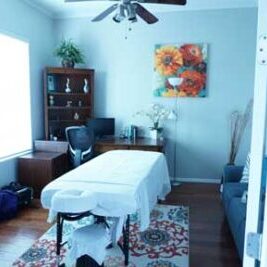 Massage table set up in at home office