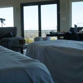 Tables set up for a couples massage at Airbnb in Phoenix.